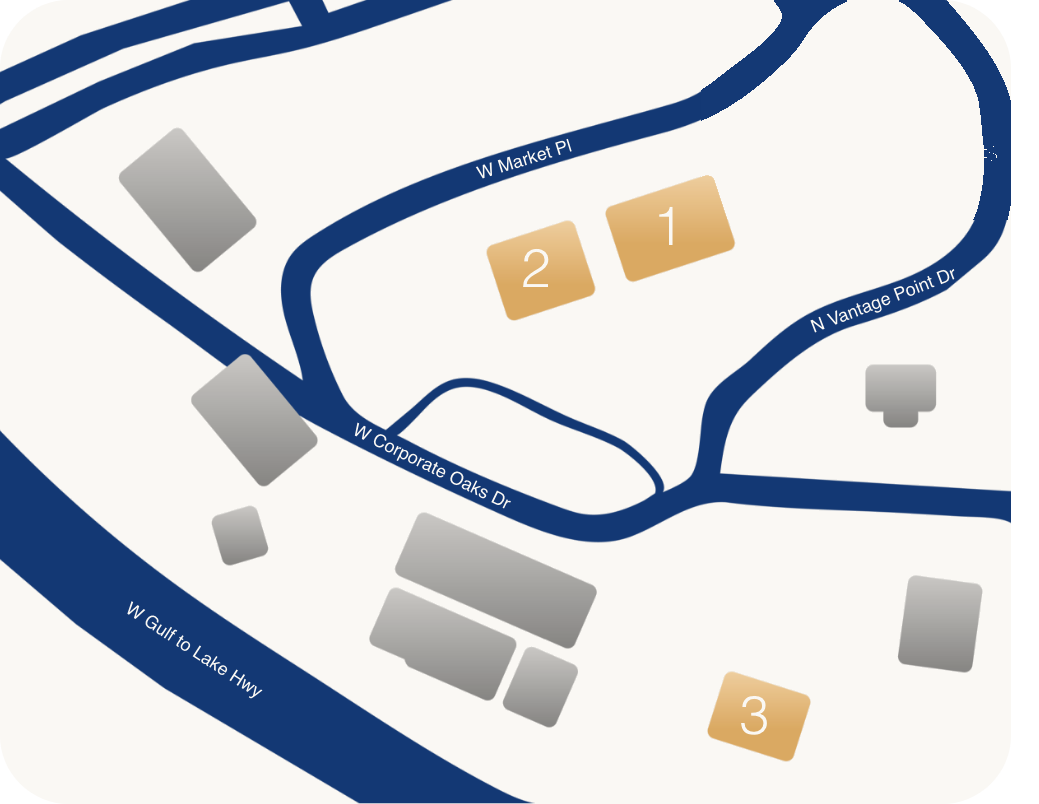 Campus map showing Meadowcrest Family Physicians Main Building, Annex, and Acute Care locations in Crystal River